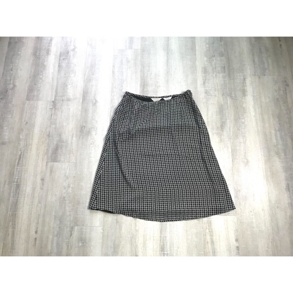 Talbots Womans Size 8 100% Pure Silk A-Line Skirt Lined Side Zip Black, White - Picture 3 of 12